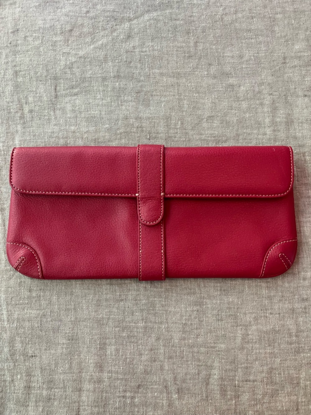 Vintage Y2K LOFT Clutch / Wristlet in Bright Pink Leather